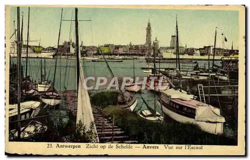 Cartes postales Anvers Vue Sur L&#39Escaut Bateaux