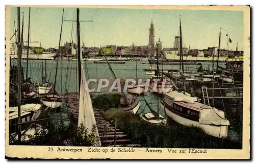 Cartes postales Anvers Vue Sur L'Escaut Bateaux