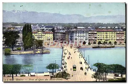 Cartes postales Geneve Pont Et Quai Du Mont Blanc