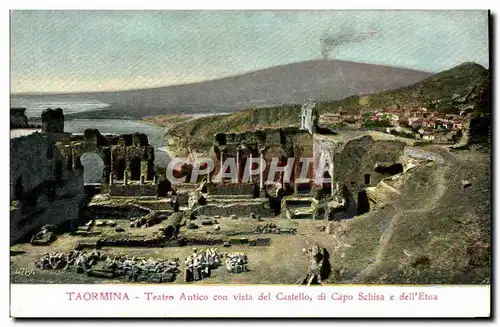 Cartes postales Taormina Teatro Antico Con Vista Del Castello Di Capo Schisa E Dell&#39etna