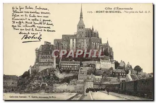 Cartes postales Cote D&#39Emeraude Mont St Michel Vue Prise Du Sud Train Botrel