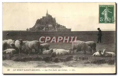 Ansichtskarte AK Le Mont Saint Michel Les Pres Sales Des Greves Berger Moutons