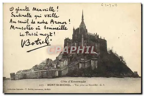 Cartes postales cote d'Emeraude Mont Saint Michel Vue Prise Au Nord Est Botrel