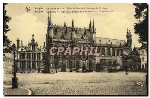 Cartes postales Bruges La Justice De Paix L'Hotel de ville et la basilique de St Sang