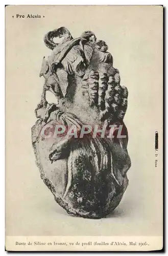 Cartes postales Pro Alesia Buste de silene en bronze vu de profil fouilles d&#39Alesia
