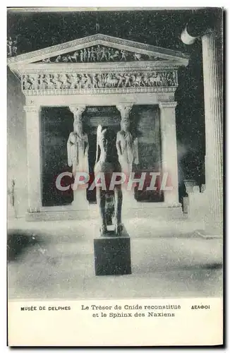 Cartes postales Delphes Le Tresor de Cnide Reconstitue et le sphinx des Naxiens