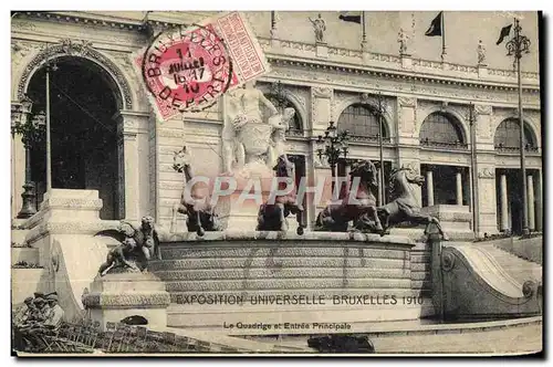 Cartes postales Bruxelles Exposition Universelle 1910 Le Quadrige et entree principale