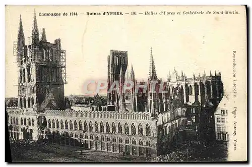 Ansichtskarte AK Ruines d&#39Ypres Halles Cathedrale de Saint Martin