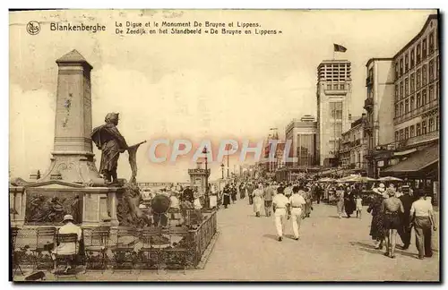 Cartes postales Blankenberghe La Digue et le Monument de Bruyne et Lippes