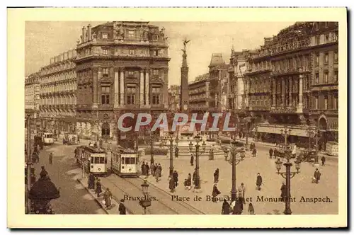 Cartes postales Bruxelles Place de Brouckere et Monument Anspach