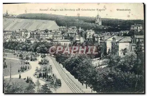 Cartes postales Wiesbaden Nerotal Anlagen Mit Neroberg Und Griechischer Kapelle