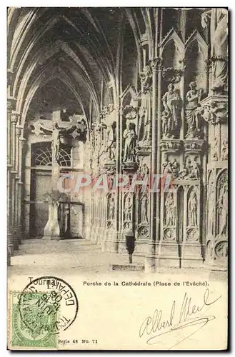 Cartes postales Tournai Porche de la Cathedrale Place de l&#39eveche