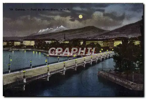 Ansichtskarte AK Geneve Pont du Mont Blanc la nuit