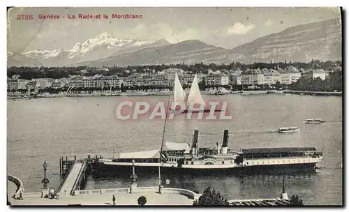 Cartes postales Geneve La Rade et le Montblanc Bateau