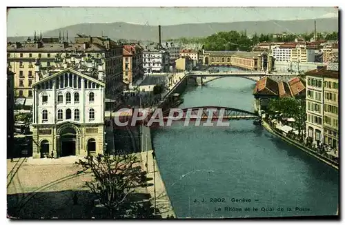 Cartes postales Geneve La Rhone et le Quai de la Poste