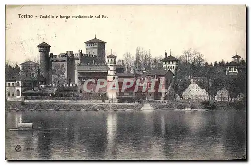 Ansichtskarte AK Torino Castello e borgo Medievale sul Po