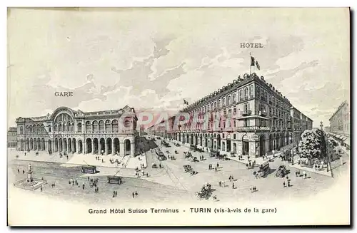 Ansichtskarte AK Grand Hotel suisse Terminus Turin vis a vis d ela gare