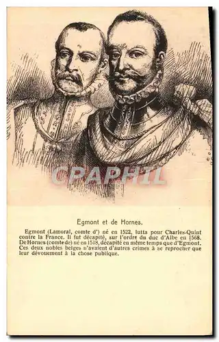 Cartes postales Egmont et de Hornes Charles Quint