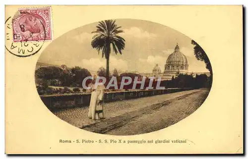 Cartes postales Roma Pietro Pio Passeggio nei gardini vaticani Pape