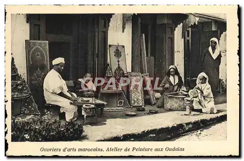 Cartes postales Ouvriers D'Arts Marocains Atelier De Peinture Aux Oudaias Maroc