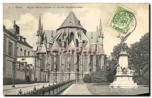 Cartes postales Mons Eglise Sainte Vaudru Et Square Saint Germain