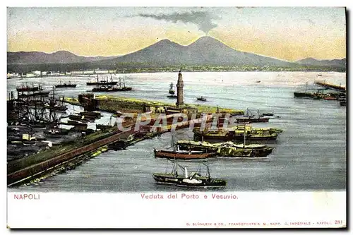 Ansichtskarte AK Napoli Veduta Del Porto e Vesuvio Bateaux