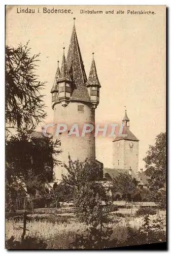 Cartes postales Lindau I Bodensee Diebsturm Und Alte Peterskirche