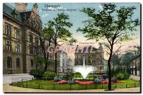 Cartes postales Chemnitz Rathaus Mit Beckerdenkmal