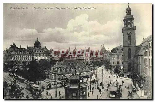 Ansichtskarte AK Frankfurt A M Schillerplatz M Hauptwache Katharinenkirche Tramway