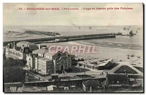 Cartes postales Boulogne Sur Mer Panorama Plage Et Casino Pris Des Falaises