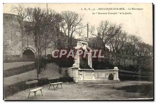 Cartes postales Boulogne Sur Mer Le Monument Du Souvenir Francois Et Le Jardin