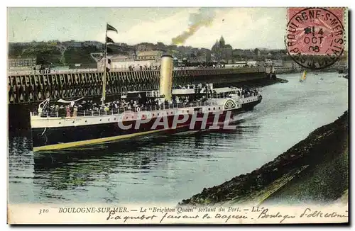 Cartes postales Boulogne Sur Mer Le Brighton Queen Sortant Du Port Bateau