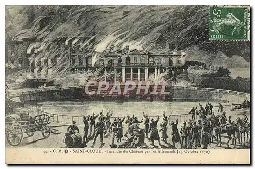 Ansichtskarte AK Saint Cloud Incendie du chateau par les allemands 13 ocotbre 1870 Militaria