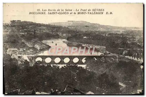 Cartes postales Le pont de Sevres boulogne Saint Cloud et le Mont Valerien