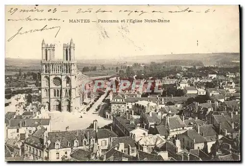 Cartes postales Mantes Panorama et L&#39Eglise Notre Dame