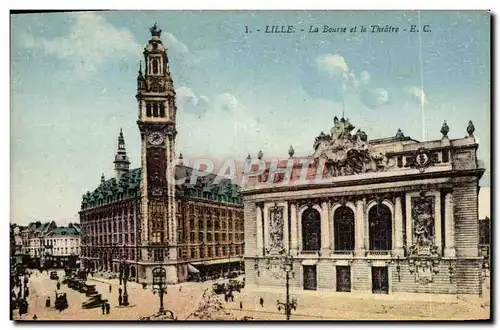 Cartes postales Lille La bourse et le theatre