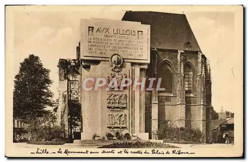 Cartes postales Lille Monument des morts et les restes du palais de Ribour