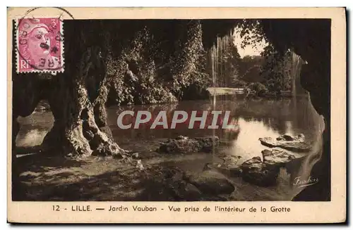 Cartes postales Lille Jardin Vauban Vue Prise de L'Interieur de la Grotte