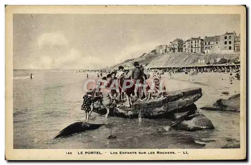 Cartes postales Le Portel Les Enfants Sur Les Rochers