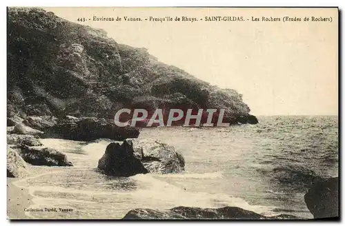 Cartes postales Environs de Vannes Presqu&#39ile de Rhuys Saint Gildas Les Rochers Etudes de rochers