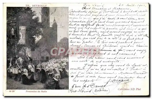 Cartes postales Th Deyrole Procession du matin Folklore Costume Bretagne