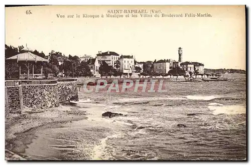 Cartes postales Saint Raphael Vue Sur le Kiosque a Musique et les Villas du boulevard Felix Martin