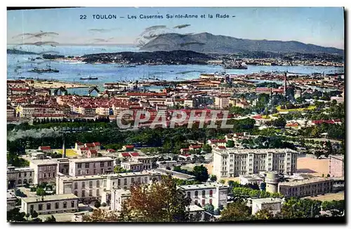 Cartes postales Toulon Les Casernes Sainte Anne et la Rade