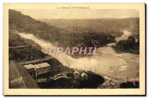 Cartes postales Eguzon La Creuse Pittoresque Vue generale du barrage vers le pont des Iles