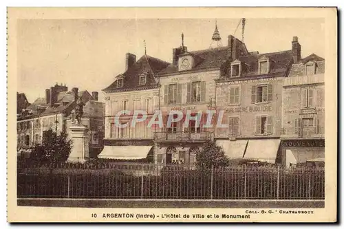 Cartes postales Argenton L&#39Hotel De Ville Et Le Monument
