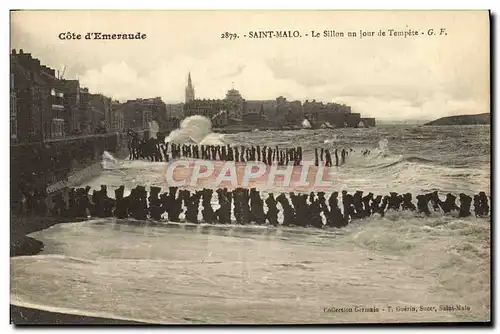 Cartes postales Cote d&#39Emeraude Saint Malo Le Sillon Un Jour De Tempete