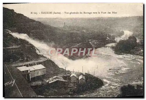 Cartes postales Eguzon Vue Generale Du Barrage Vers Le Pont Des Piles