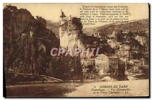 Cartes postales Gorges De Tarn Castelbouc Vue d&#39Ensemble Et Le Vieux Chateau