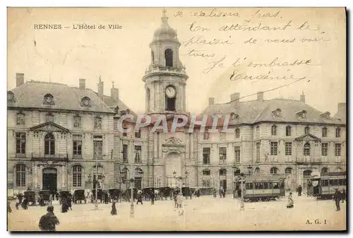 Cartes postales Rennes L&#39Hotel De Ville Tramways