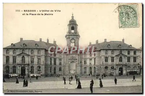 Ansichtskarte AK Rennes L&#39Hotel De Ville Et La Place De La Mairie